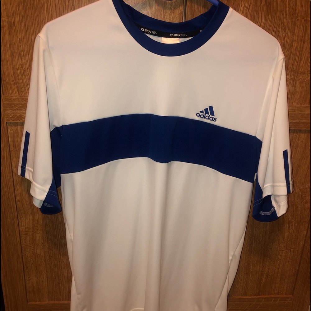 Mens medium white and blue climacool Adidas Jersey